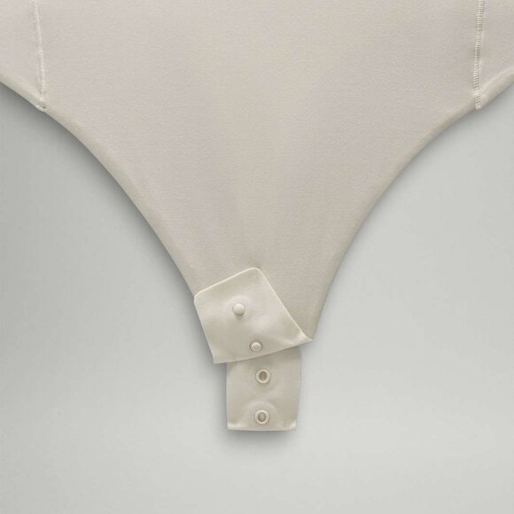Wundermost Ultra-Soft Nulu Asymmetrical Bodysuit in Bone - Picture 6 of 6